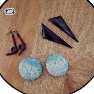 vintage costume earrings lot stripes glitter triangles